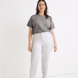 Madewell High-Rise Skinny Crop Jeans White with Button-Front